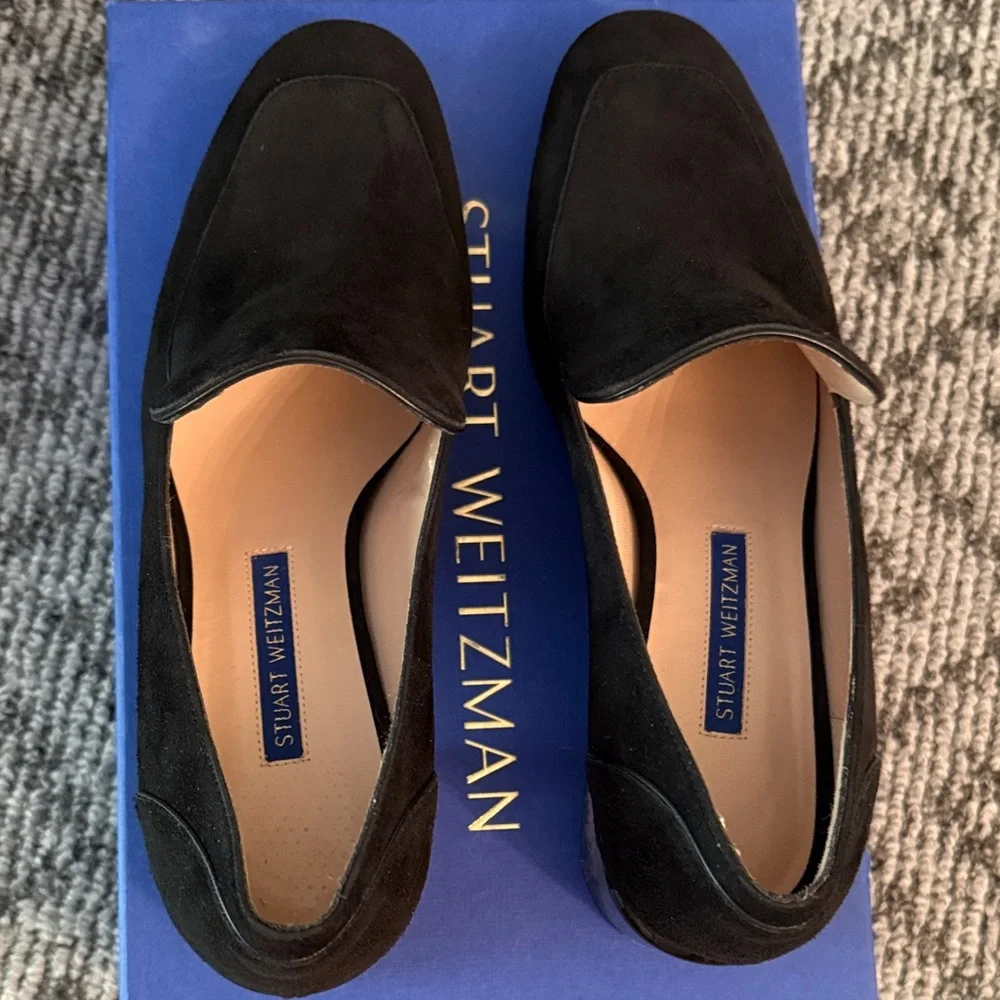 Stuart Weitzman Classic Black Suede Loafers - Picture 6 of 7
